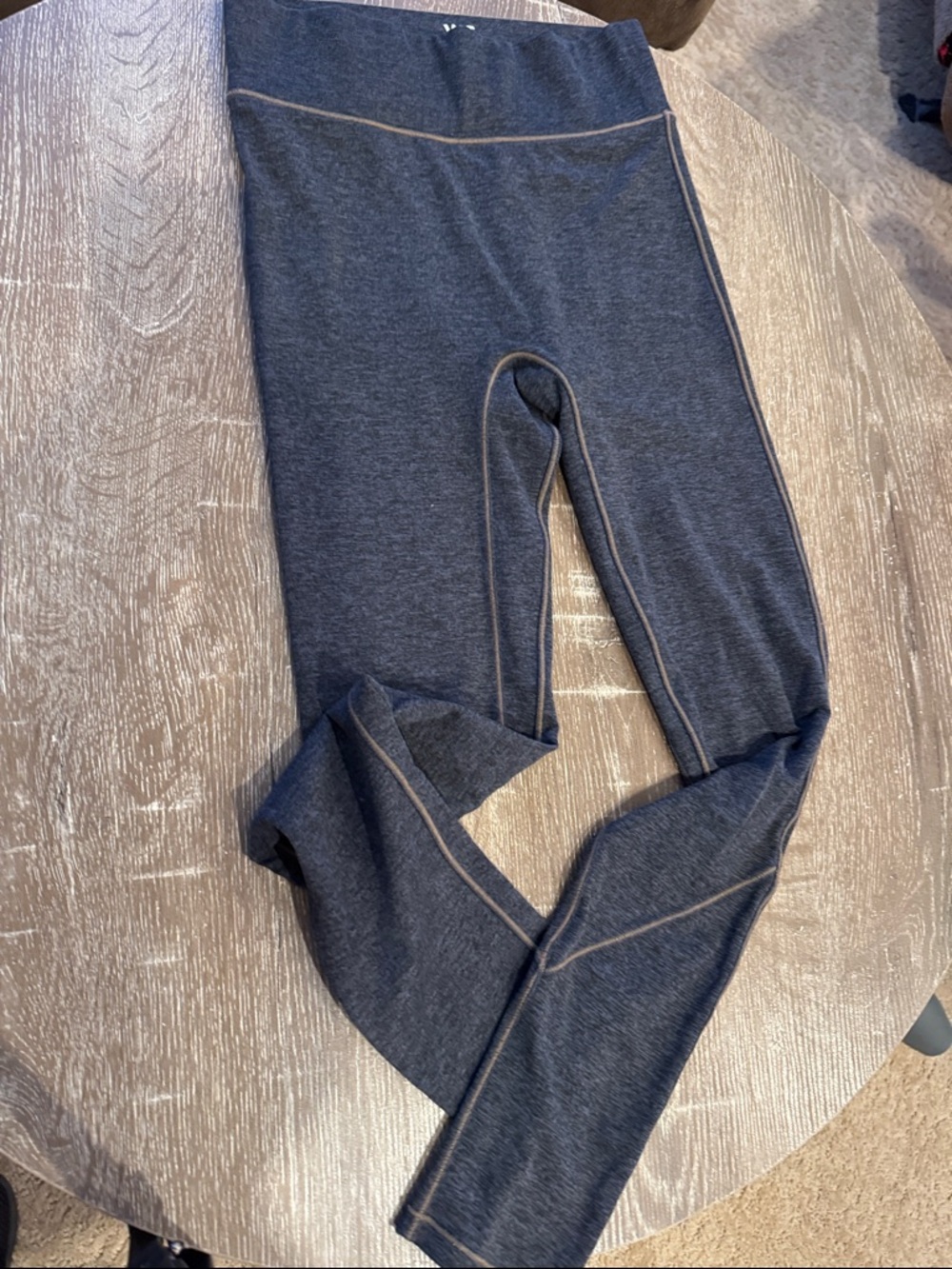 WE ME Charcoal Active Leggings with Contrast Tan Stitching